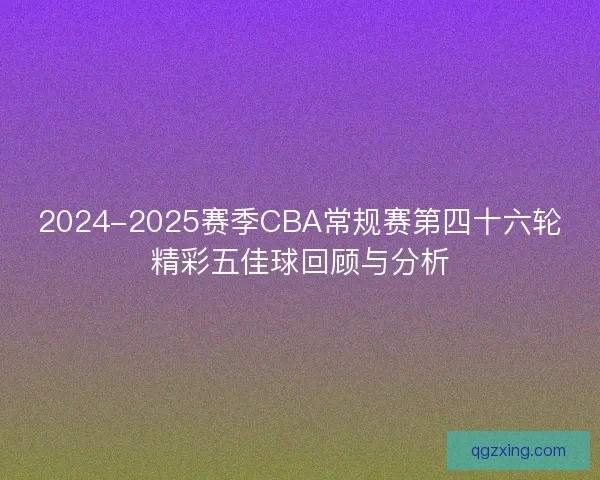 2024-2025赛季CBA常规赛第四十六轮精彩五佳球回顾与分析