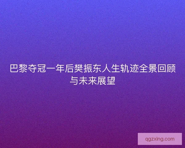 巴黎夺冠一年后樊振东人生轨迹全景回顾与未来展望